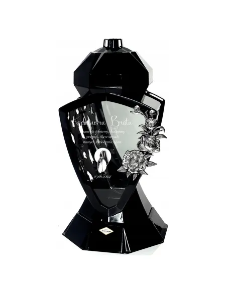 Znicz Lustro Róża Czarny Grawerem Personalizowany Brata