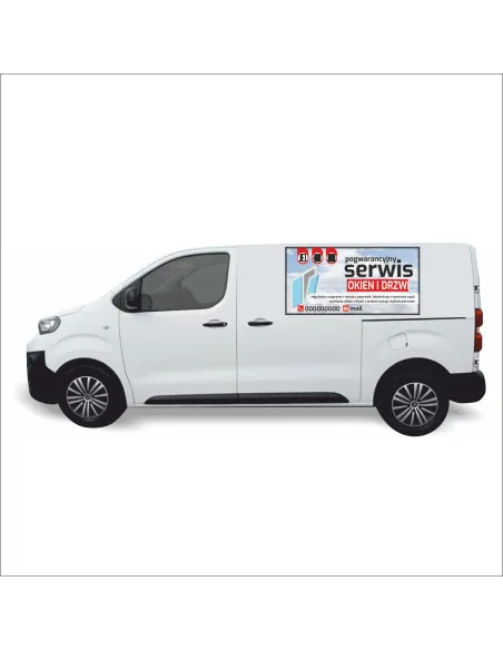 Reklama Naklejka na Samochód 0.5 m2 Serwis Okna i Drzwi