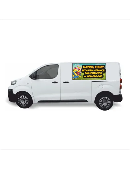 Naklejka na Samochód Reklama Wynajem Atrakcji Dmuchanych