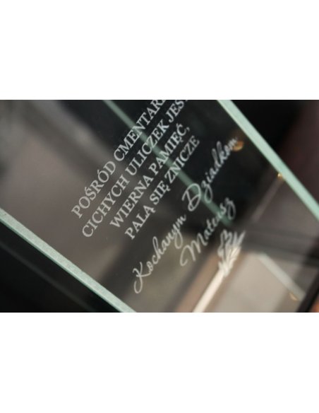 Ekskluzywny Lustrzany Szklany Znicz z Projektem z Nadrukiem