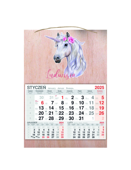 Kalendarz Wiszący 2025 Jednodzielny Drewniany Prezent Dzień