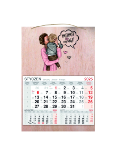 Kalendarz Wiszący 2025 Jednodzielny – Drewniany z Nadrukiem