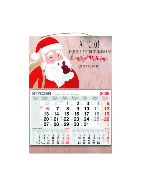 Kalendarz Wiszący 2025 Jednodzielny – Drewniany z Projektem