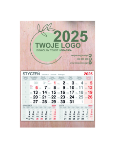 Kalendarz Wiszący 2025 Jednodzielny Drewniany Firmowy