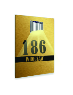 Złota Tabliczka Podświetlana Adresowa Duża Twój Nr Dibond