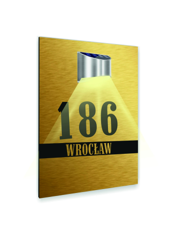 Złota Tabliczka Podświetlana Adresowa Duża Twój Nr Dibond