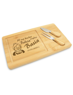 Bambusowy zestaw do sera z grawerem – personalizowany prezent