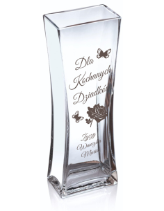 Szklany wazon z grawerem | Personalizowany prezent | Dowolny napis