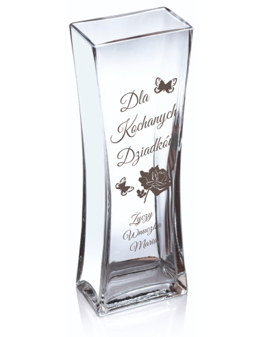 Szklany wazon z grawerem | Personalizowany prezent | Dowolny napis