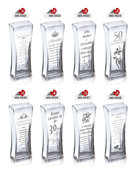 Szklany wazon z grawerem | Personalizowany prezent | Dowolny napis