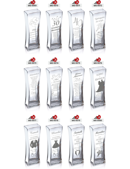 Szklany wazon z grawerem | Personalizowany prezent | Dowolny napis