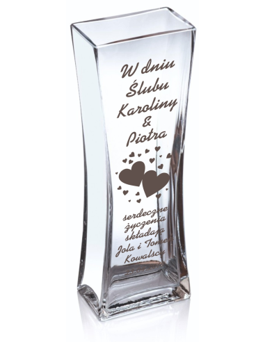 Szklany wazon z grawerem | Personalizowany prezent | Dowolny napis