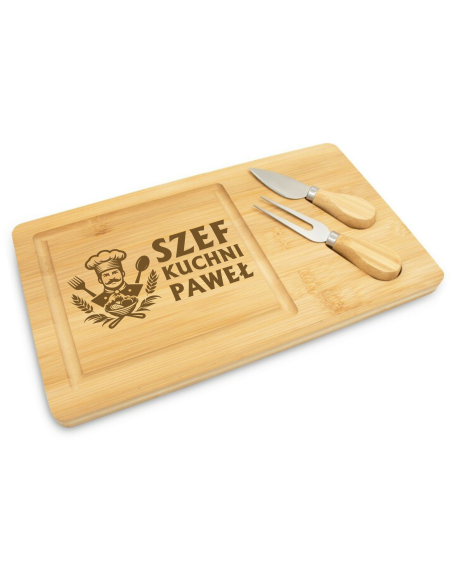 Bambusowy zestaw do sera z grawerem – personalizowany prezent