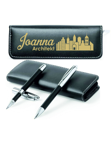 Zestaw piśmienniczy, długopis i pióro kulkowe