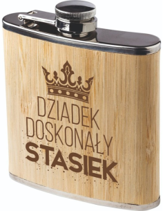 Piersiówka z własnym grawer Prezent dla Dziadka Upominek uroczystość LOGO