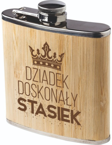 Piersiówka z własnym grawer Prezent dla Dziadka Upominek uroczystość LOGO