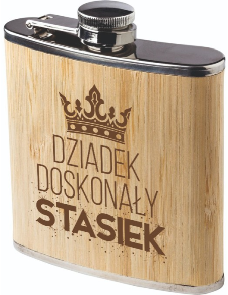 Piersiówka z własnym grawer Prezent dla Dziadka Upominek uroczystość LOGO