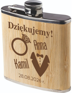 Grawerowana piersiówka Upominek Ślub Pamiątka z Logo Prezent WŁASNY Nadruk