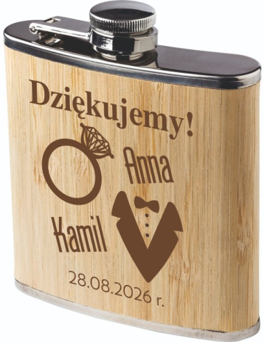 Grawerowana piersiówka Upominek Ślub Pamiątka z Logo Prezent WŁASNY Nadruk