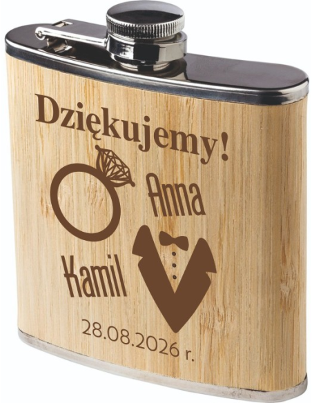 Grawerowana piersiówka Upominek Ślub Pamiątka z Logo Prezent WŁASNY Nadruk