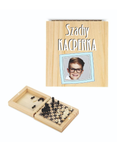 Szachy drewniane z twoim zdjęciem nadrukiem grafiką PREZENT NA URODZINY
