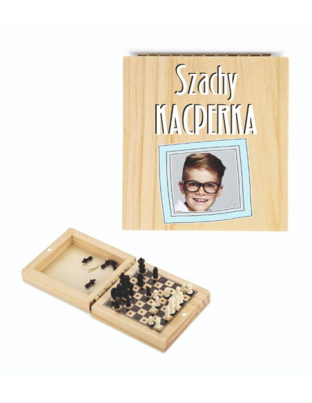 Prezent Zestaw drewniane szachy Z TWOIM IMIENIEM nadruk UV Personalizacja