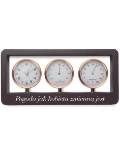 Personalizowany gadżet drewniana Stacja pogodowa termometr zegar NADRUK UV