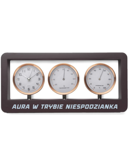 Personalizowany gadżet drewniana Stacja pogodowa termometr zegar NADRUK UV