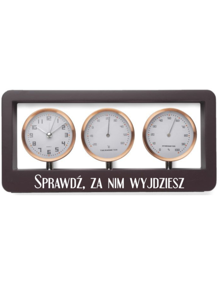 Personalizowany gadżet drewniana Stacja pogodowa termometr zegar NADRUK UV