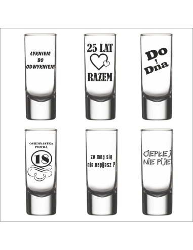 Zestaw – 6 Kieliszków Grawerem Prezent Dedykacją Napisem