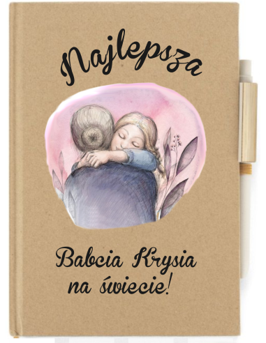 Notes planer prezent dla babci duży wybór wzorów z długopisem nadruk uv