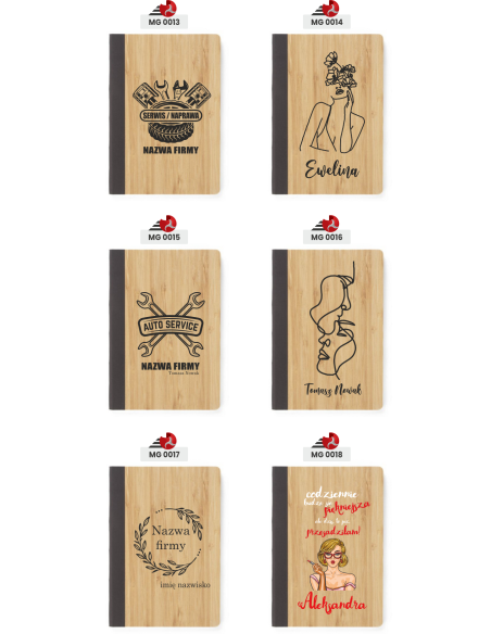 Notes z bambusową okładką A5 twój nadruk uv nazwa firmy logo