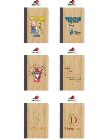 Notes z bambusową okładką A5 twój nadruk uv nazwa firmy logo