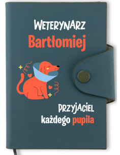 Notes na zatrzask notatnik A6 na prezent z imieniem dla weterynarza