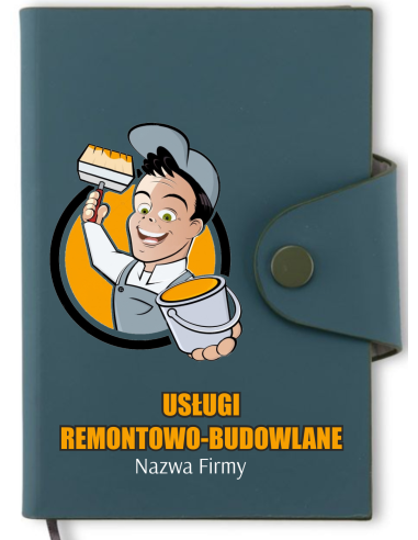 Kieszonkowy Notes na zatrzask A6 USŁUGI REMONTOWO BUDOELANE z nadrukiem