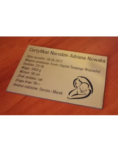 Tabliczka z Dedykacją na Prezent na Chrzciny Złota Srebrna