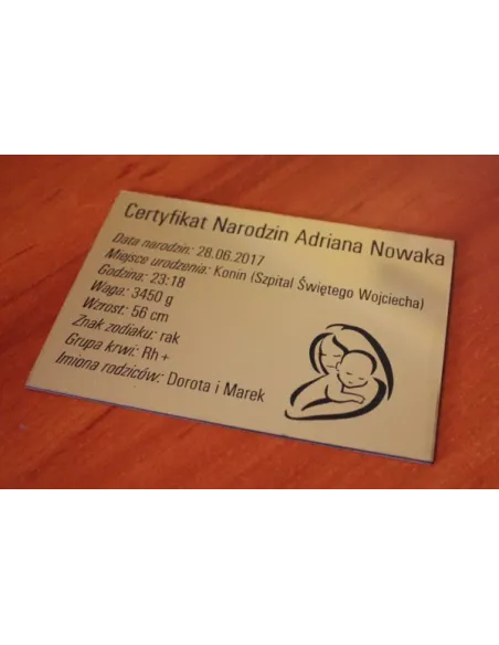 Tabliczka z Dedykacją na Prezent na Chrzciny Złota Srebrna