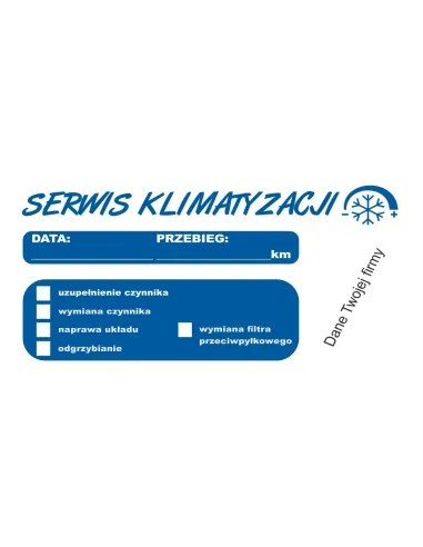 Naklejki Serwisowe Warsztatowe Wymiana Oleju Klimatyzacja