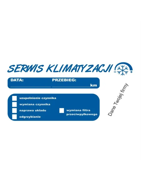 Naklejki Serwisowe Warsztatowe Wymiana Oleju Klimatyzacja