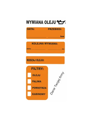 Naklejki Serwisowe z Nadrukiem z logo Olej Klimatyzacja