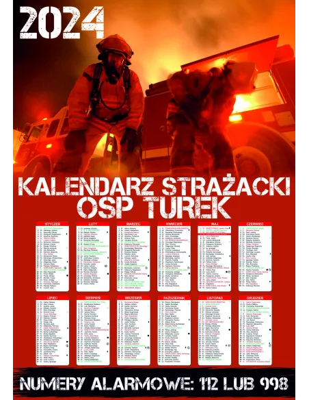 Kalendarz Strażacki OSP PSP 2024 200 szt Projekt z Projektem