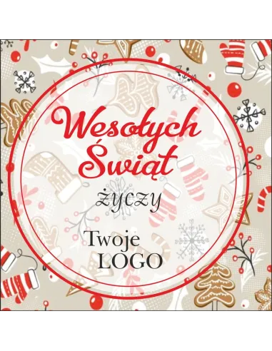 Naklejki z Nadrukiem z logo 50szt Świąteczne Życzeniami