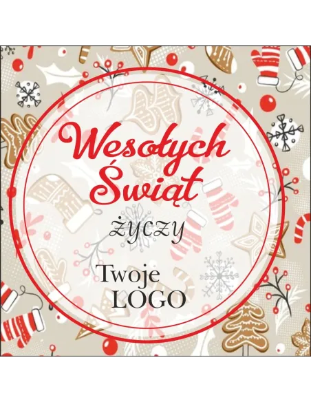 Naklejki z Nadrukiem z logo 50szt Świąteczne Życzeniami