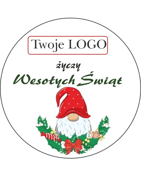 Naklejki Świąteczne z Życzeniami Twoim logo 50szt z logo