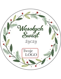 Naklejki Świąteczne Życzeniami Twoim logo 50szt z Nadrukiem
