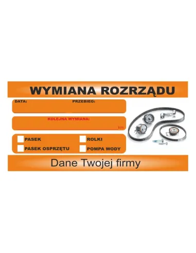 Naklejki Serwisowe – Wymiana Rozrządu Personalizowany