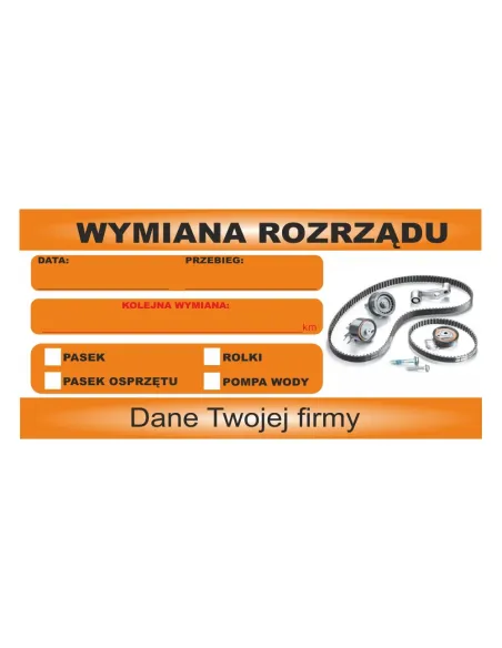 Naklejki Serwisowe – Wymiana Rozrządu Personalizowany