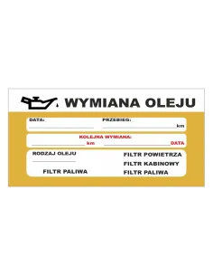 Naklejka Serwisowa 2 szt – Wymiana Oleju 2 szt z Nadrukiem
