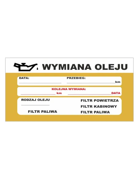 Naklejka Serwisowa 2 szt – Wymiana Oleju 2 szt z Nadrukiem