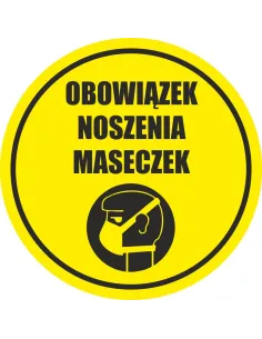 Naklejka z Nadrukiem Ostrzegawcza Obowiązek Noszenia